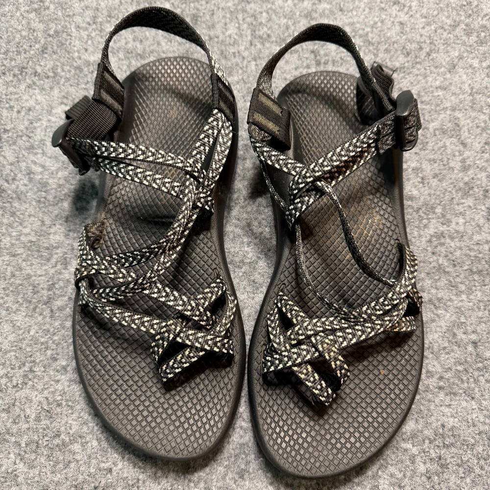 CHACO Womens Z Cloud 2 Black White Double Strap Toe Loop Sandals Size 10